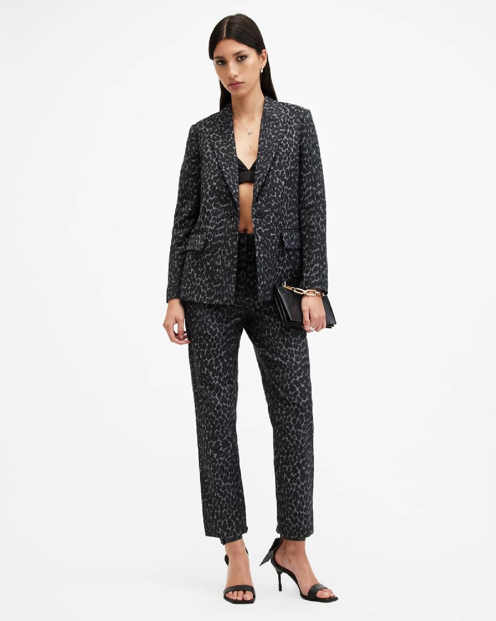 All Saints Aurora Leopard Jacquard Blazer LEPPO GREY/BLACK