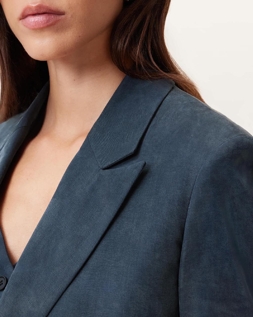 All Saints Averie Tencel Relaxed Fit Blazer Blueberry Blue