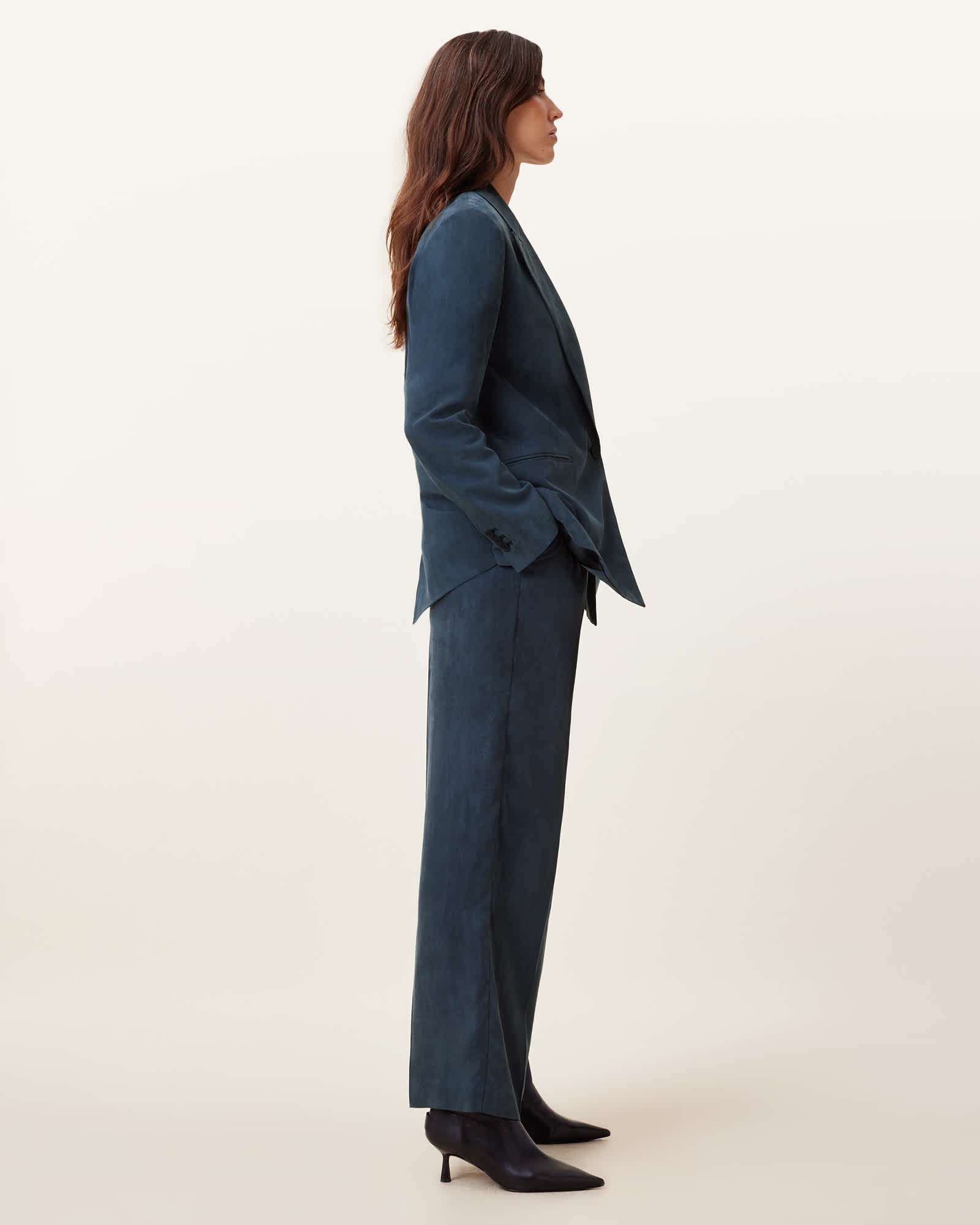 All Saints Averie Tencel Relaxed Fit Blazer Blueberry Blue