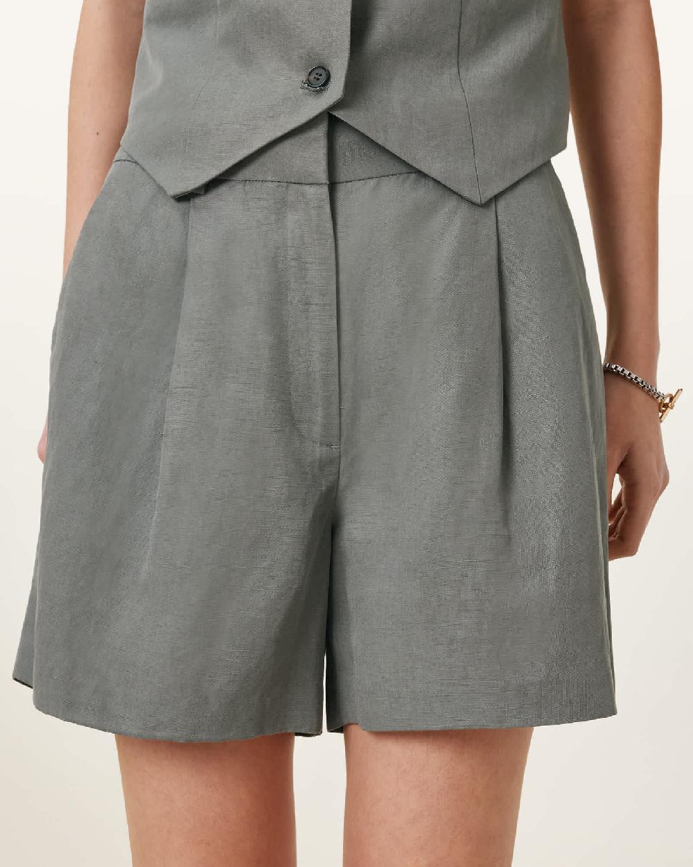 All Saints Averie Tencel Relaxed Fit Linen Blend Shorts Grey