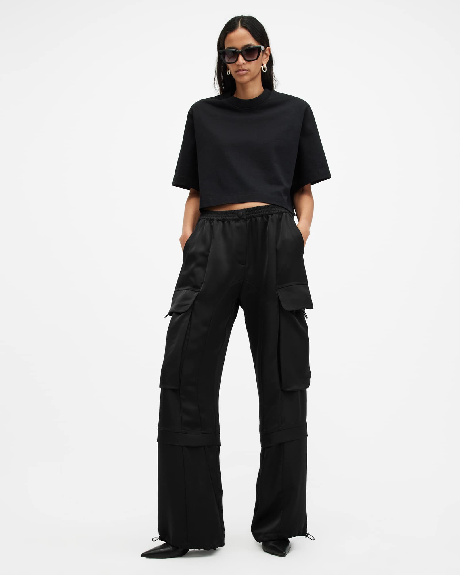 All Saints Barbara Adjustable Cuffed Cargo Pants Black