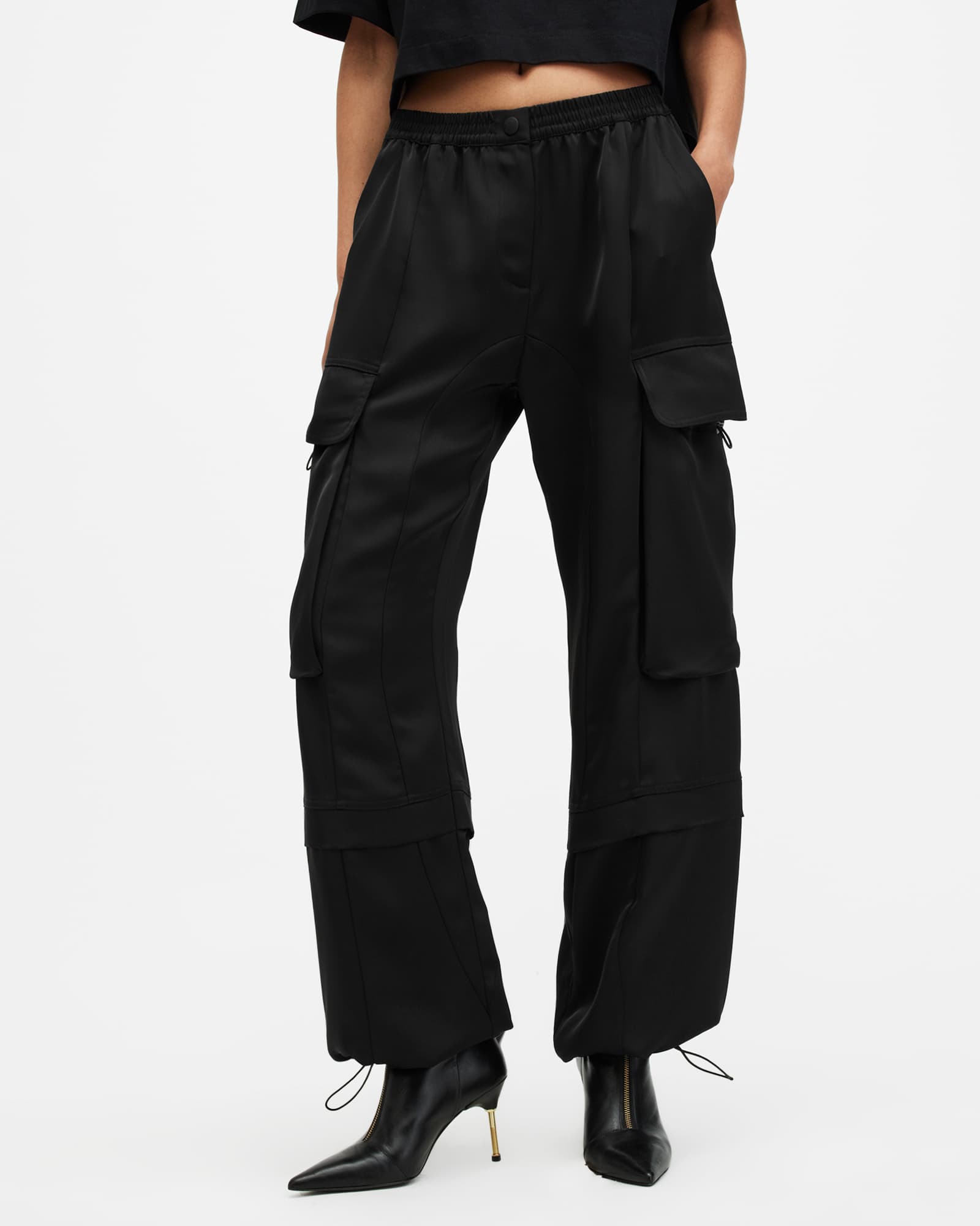 All Saints Barbara Adjustable Cuffed Cargo Pants Black