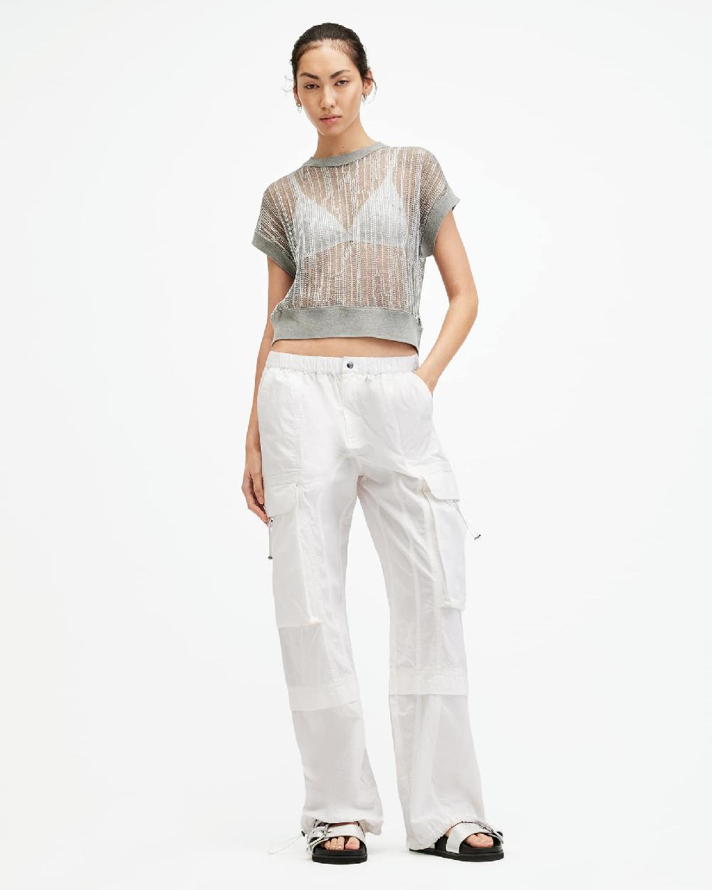 All Saints Barbara Adjustable Cuffed Cargo Pants Optic White