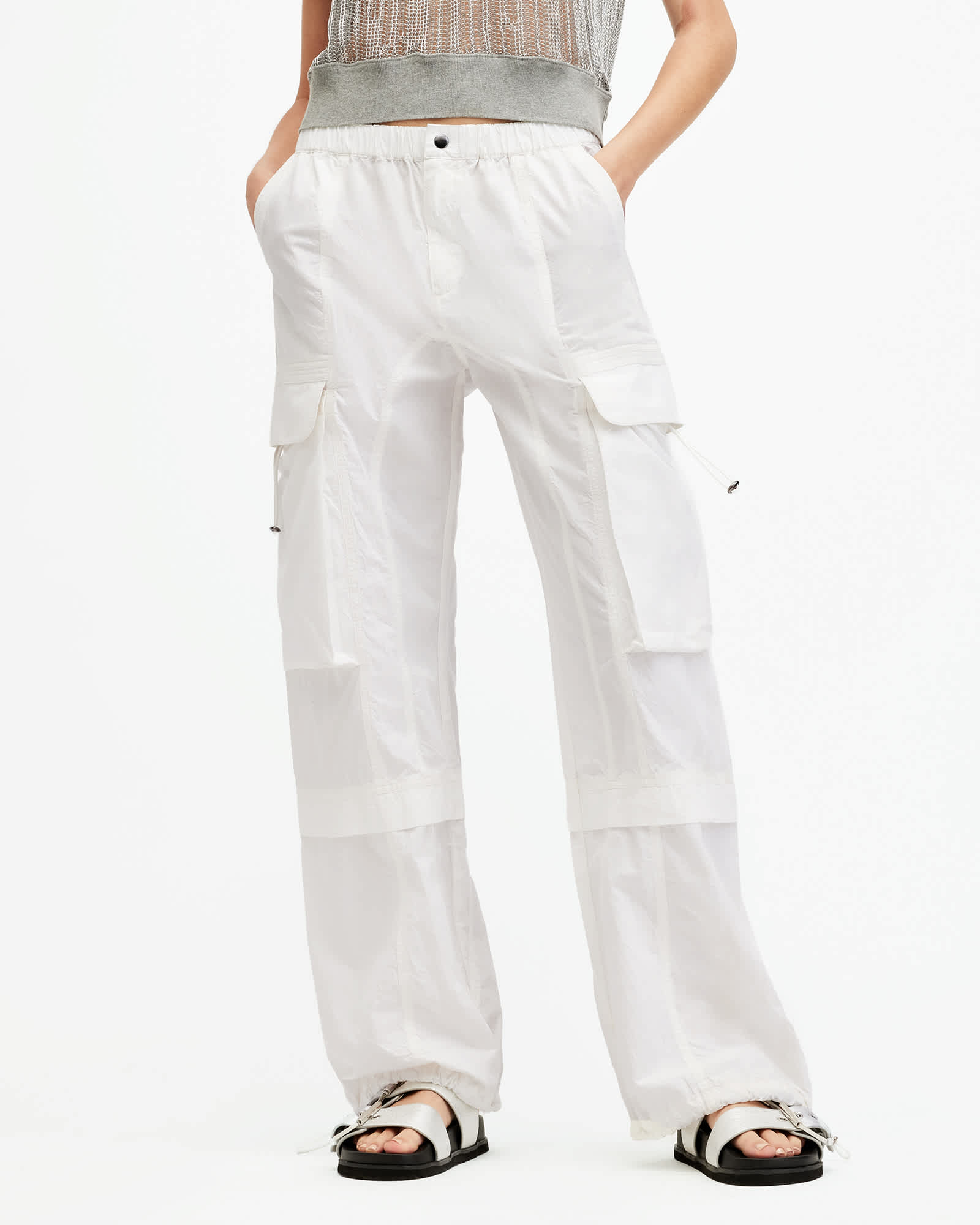 All Saints Barbara Adjustable Cuffed Cargo Pants Optic White