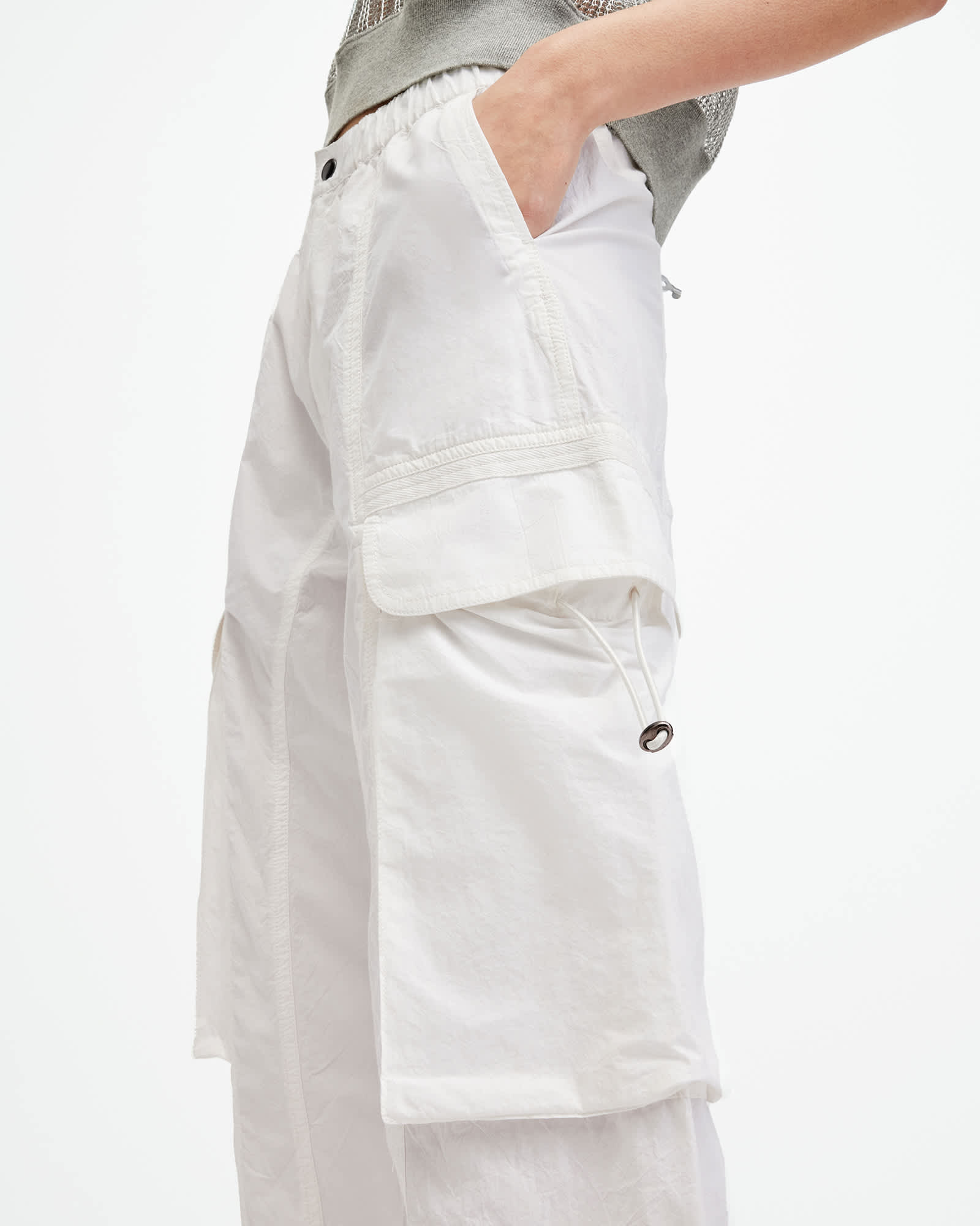 All Saints Barbara Adjustable Cuffed Cargo Pants Optic White