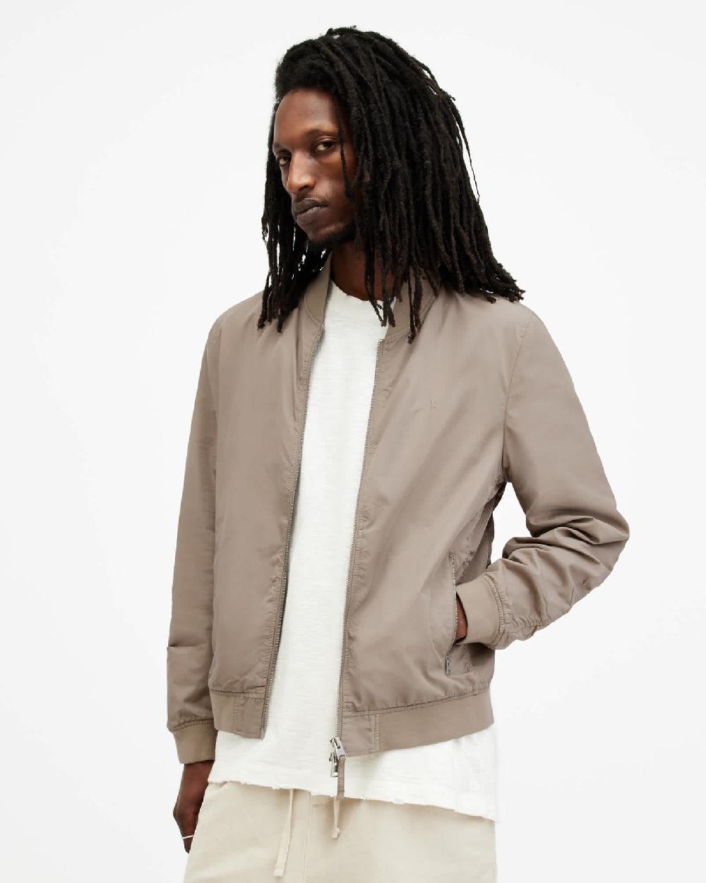 All Saints Bassett Ramskull Bomber Jacket Acre Brown