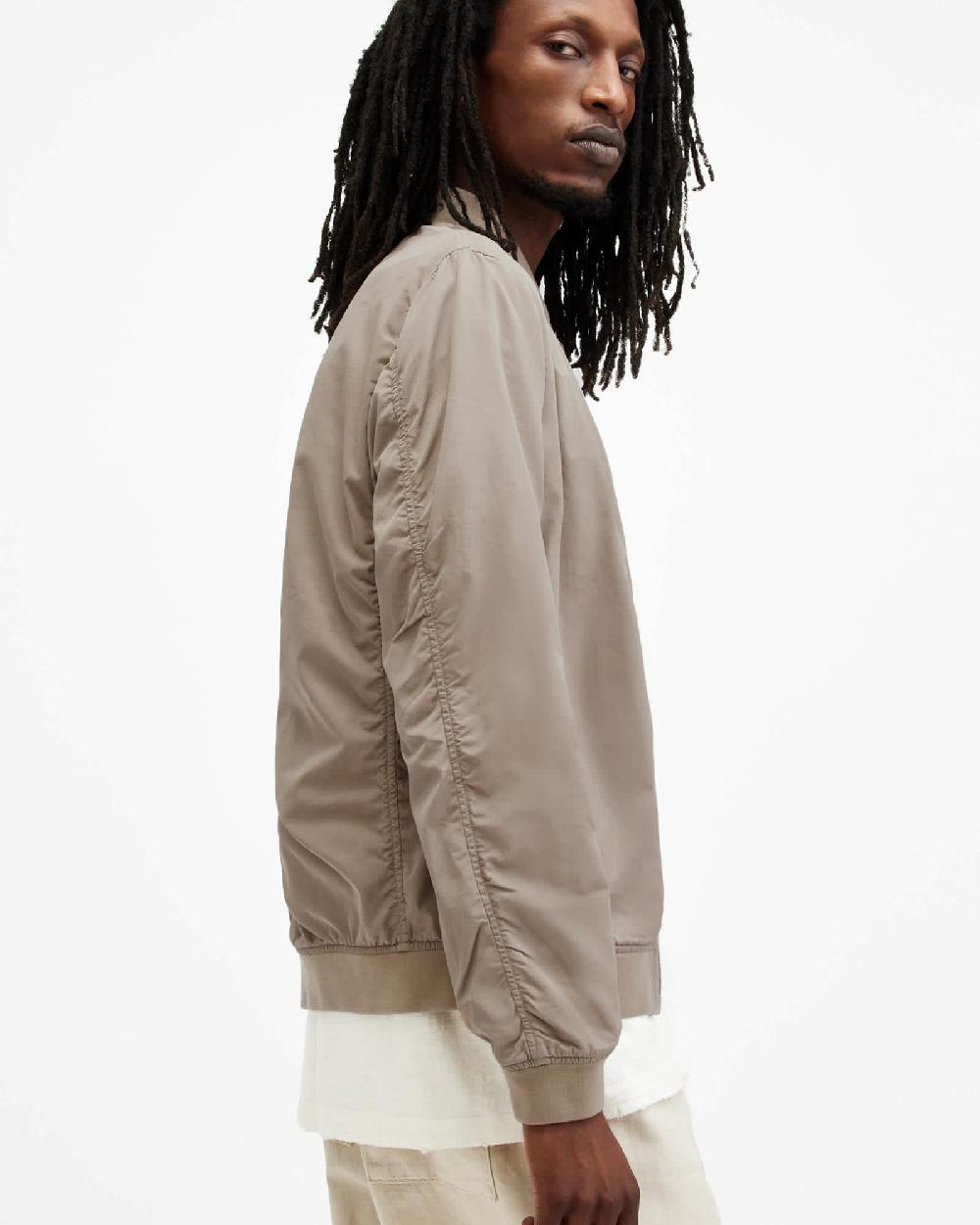 All Saints Bassett Ramskull Bomber Jacket Acre Brown