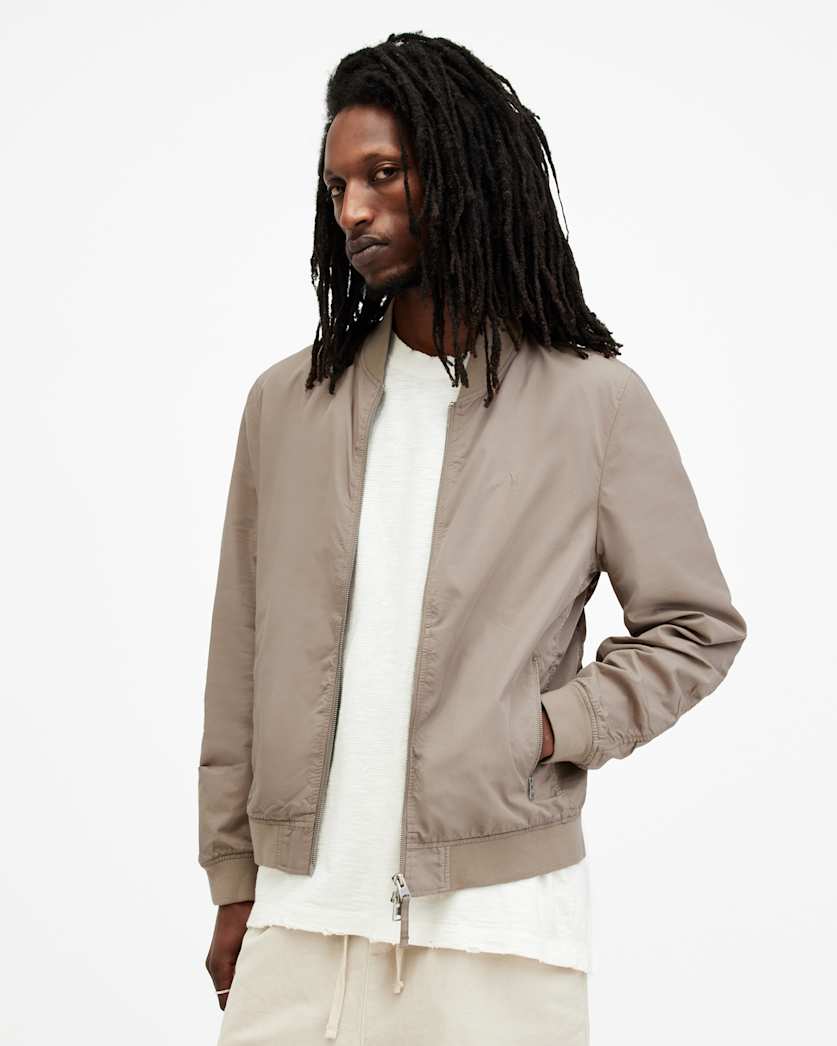 all saints Bassett Ramskull Bomber Jacket Acre Brown