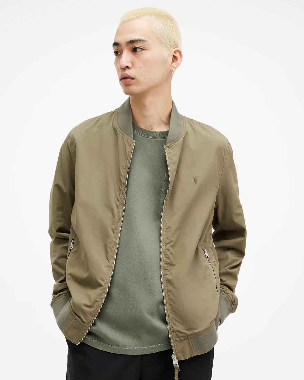 All Saints Bassett Ramskull Bomber Jacket Avo Green
