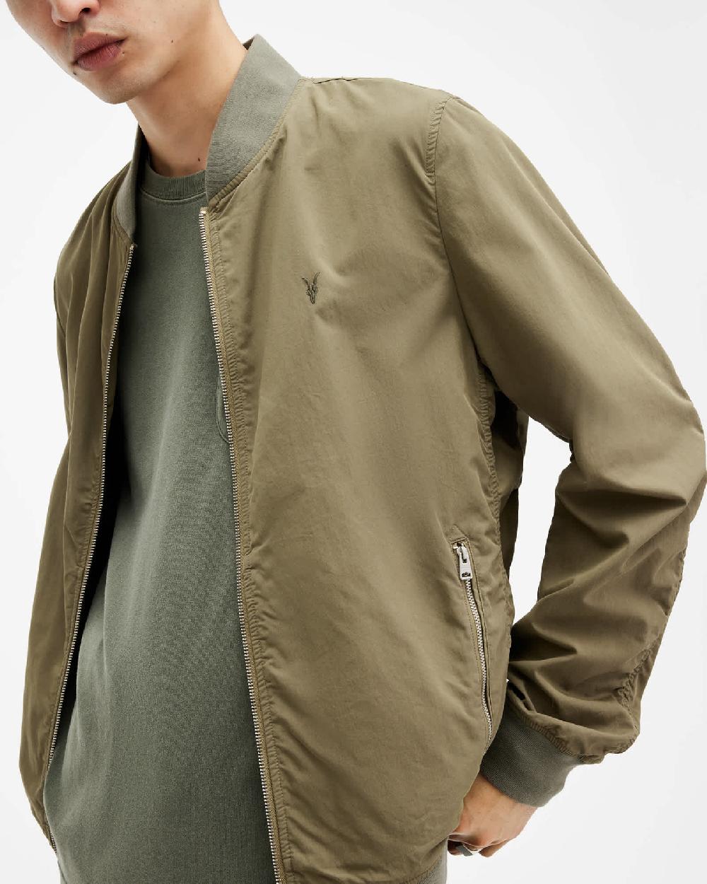 All Saints Bassett Ramskull Bomber Jacket Avo Green