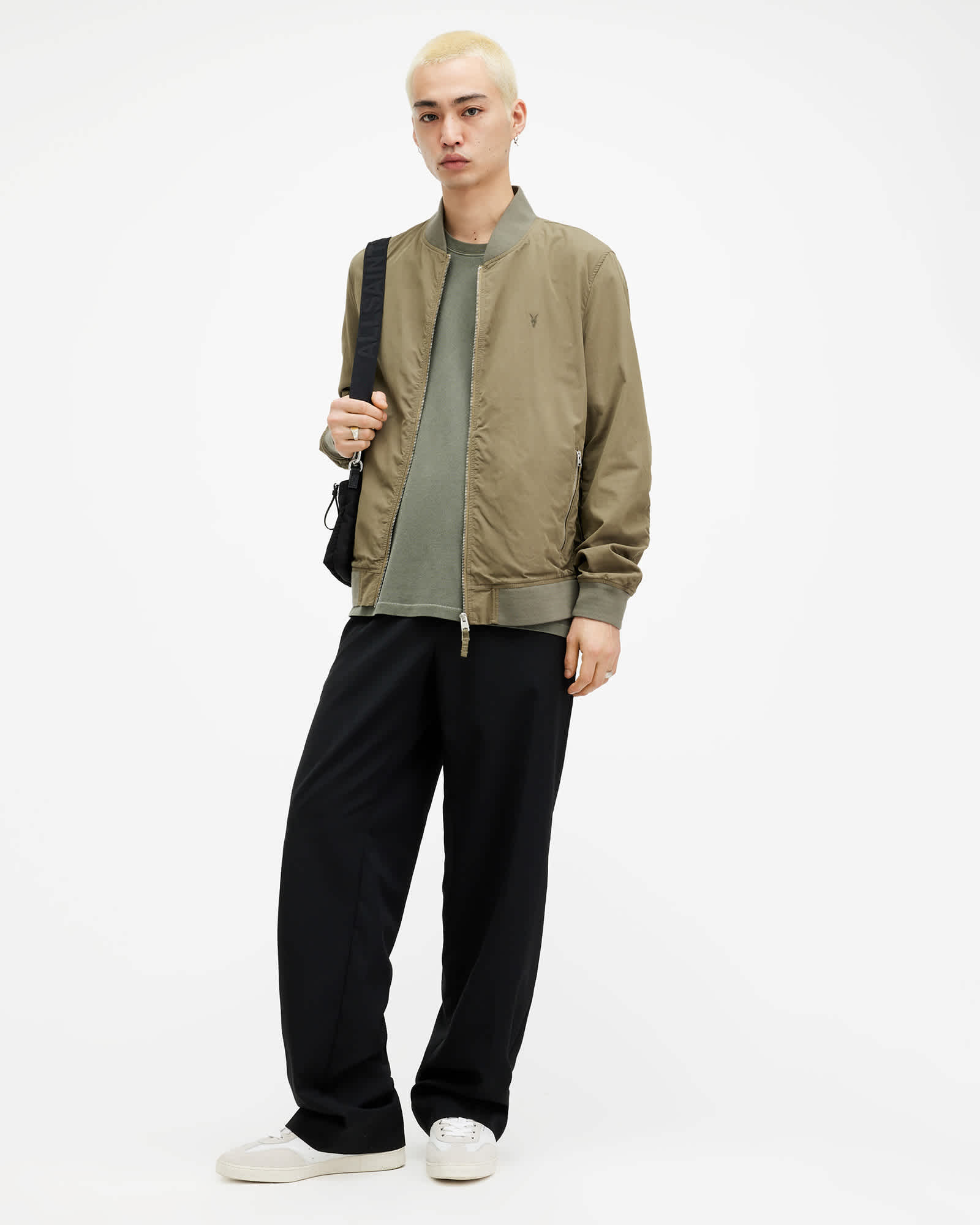 All Saints Bassett Ramskull Bomber Jacket Avo Green