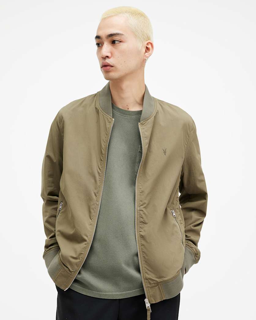 all saints Bassett Ramskull Bomber Jacket Avo Green