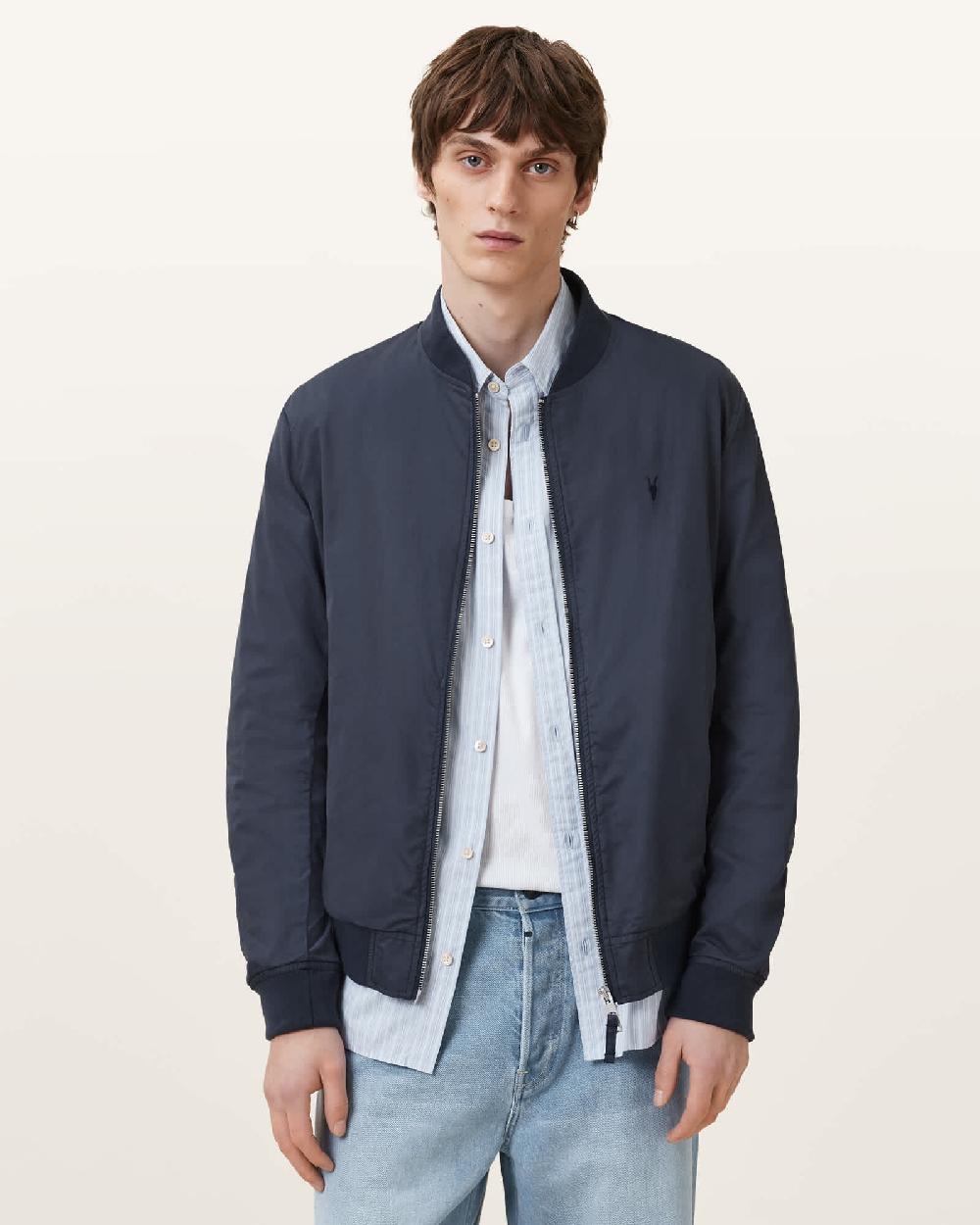 All Saints Bassett Ramskull Bomber Jacket Command Blue