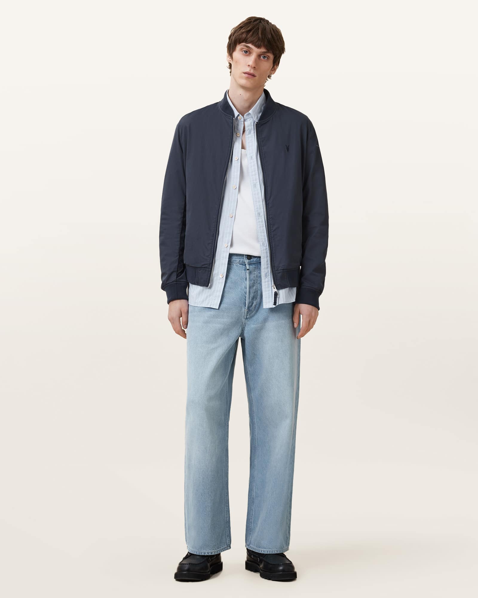 All Saints Bassett Ramskull Bomber Jacket Command Blue