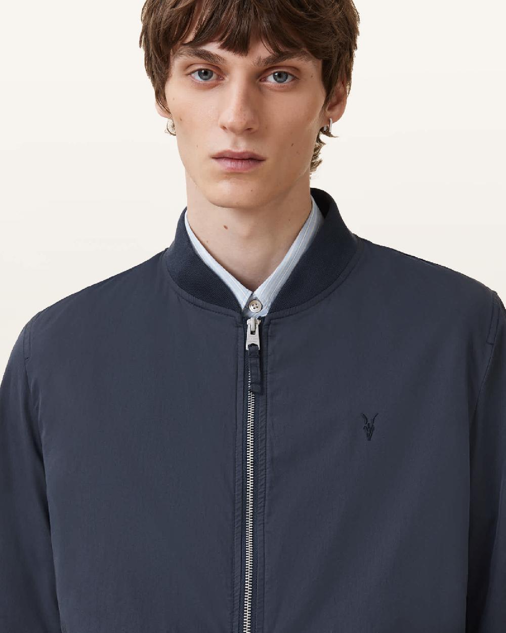 All Saints Bassett Ramskull Bomber Jacket Command Blue