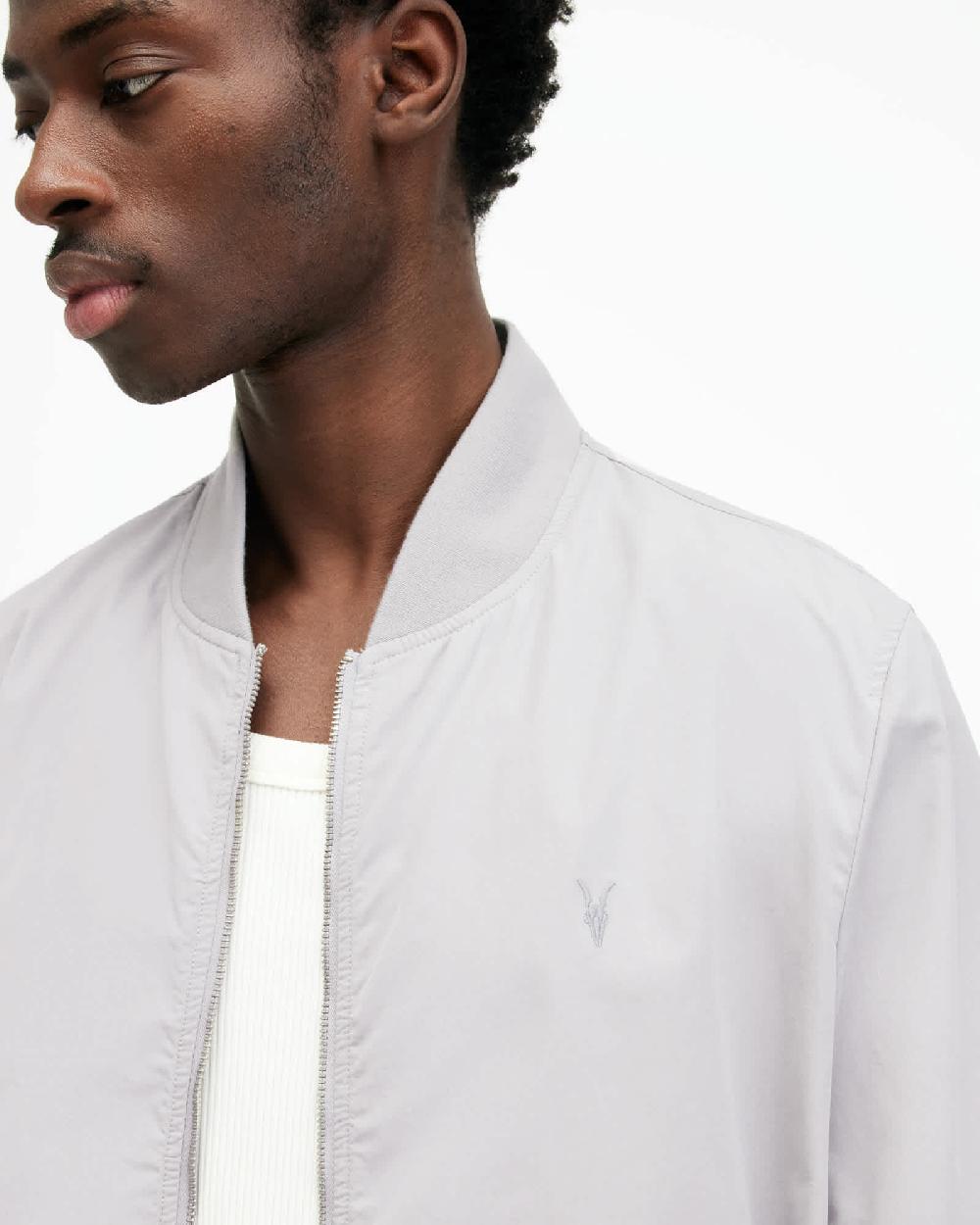 All Saints Bassett Ramskull Bomber Jacket Malt Grey