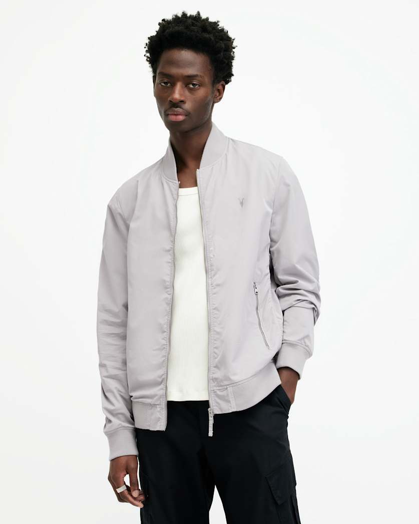 all saints Bassett Ramskull Bomber Jacket Malt Grey