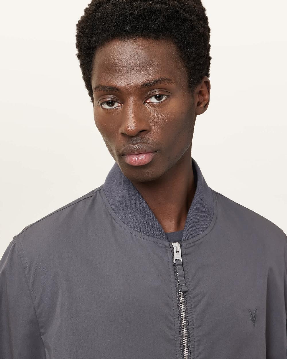 All Saints Bassett Ramskull Bomber Jacket Pillar Grey
