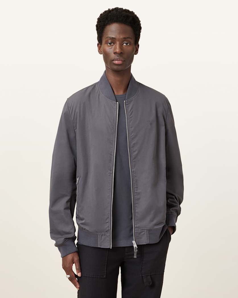 all saints Bassett Ramskull Bomber Jacket Pillar Grey
