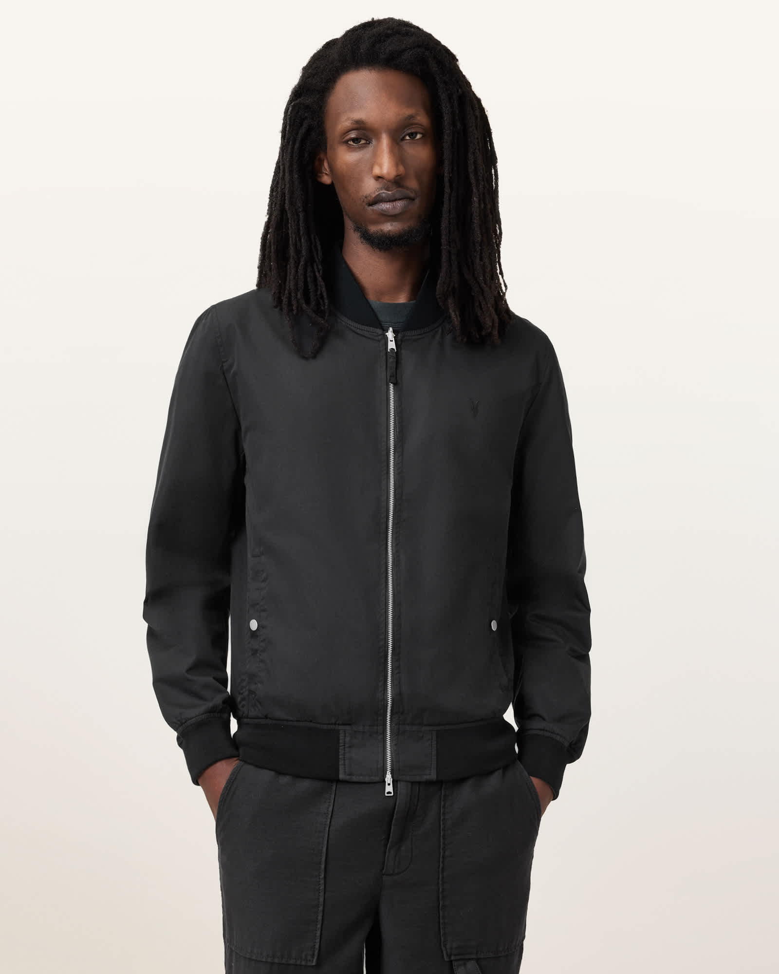 All Saints Bassett Reversible Ramskull Bomber Jacket BLACK/DULL GREEN