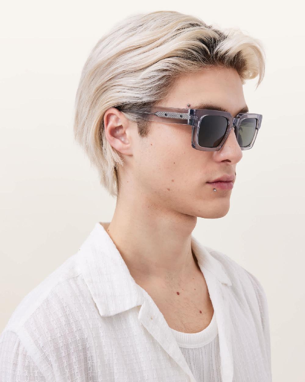 All Saints Beau Square Frame Acetate Sunglasses Crystal Grey