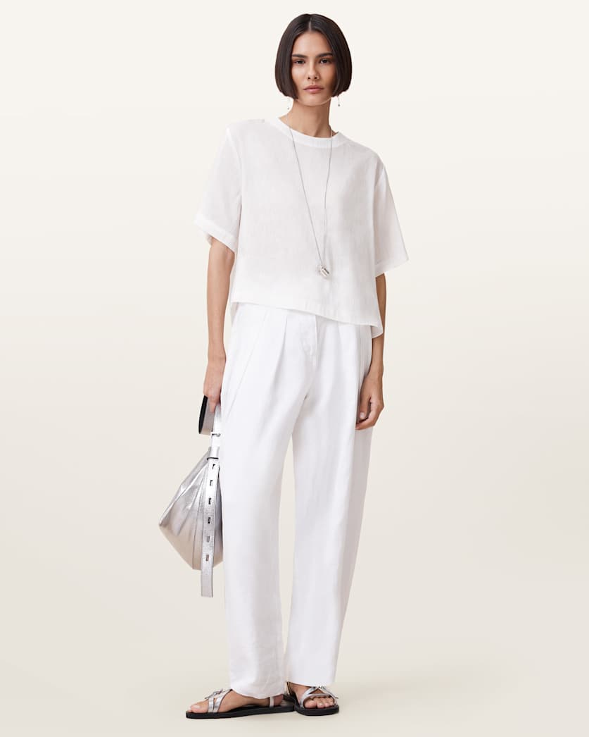 all saints Becca Linen Barrel Leg Pants Antique White