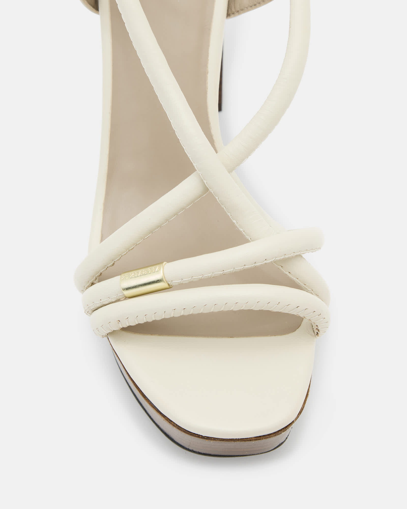 All Saints Bella Leather Platform Heel Parchment White
