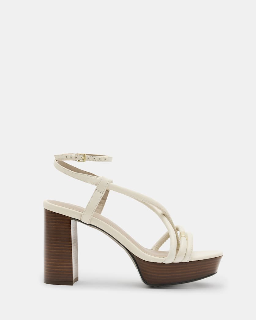 all saints Bella Leather Platform Heel Parchment White