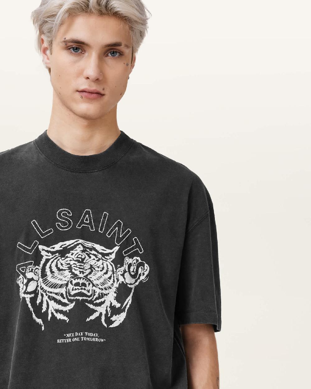 All Saints Better Days Short Sleeve T-Shirt Washed Black