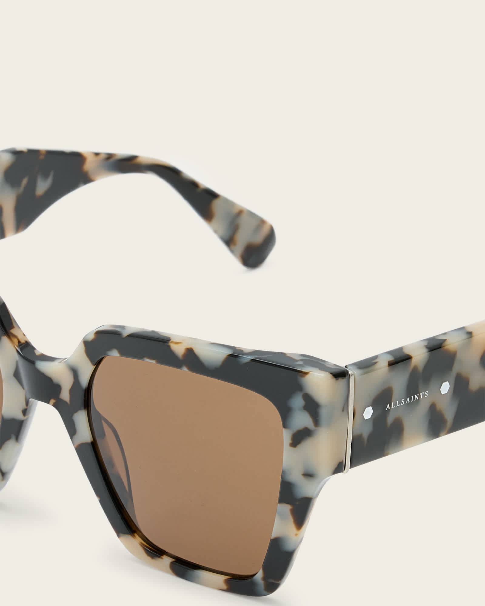 All Saints Bibi Square Cat Eye Sunglasses Snow Leopard