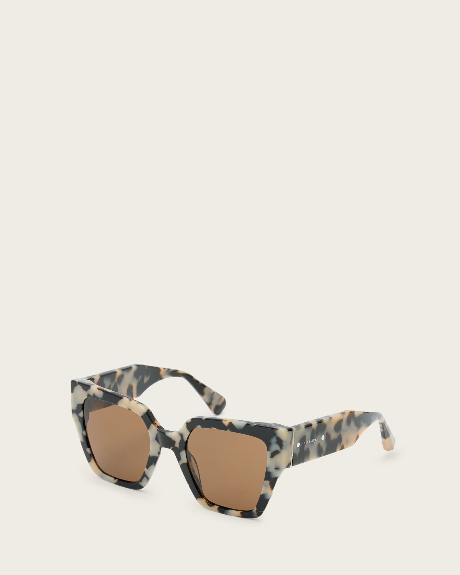 All Saints Bibi Square Cat Eye Sunglasses Snow Leopard