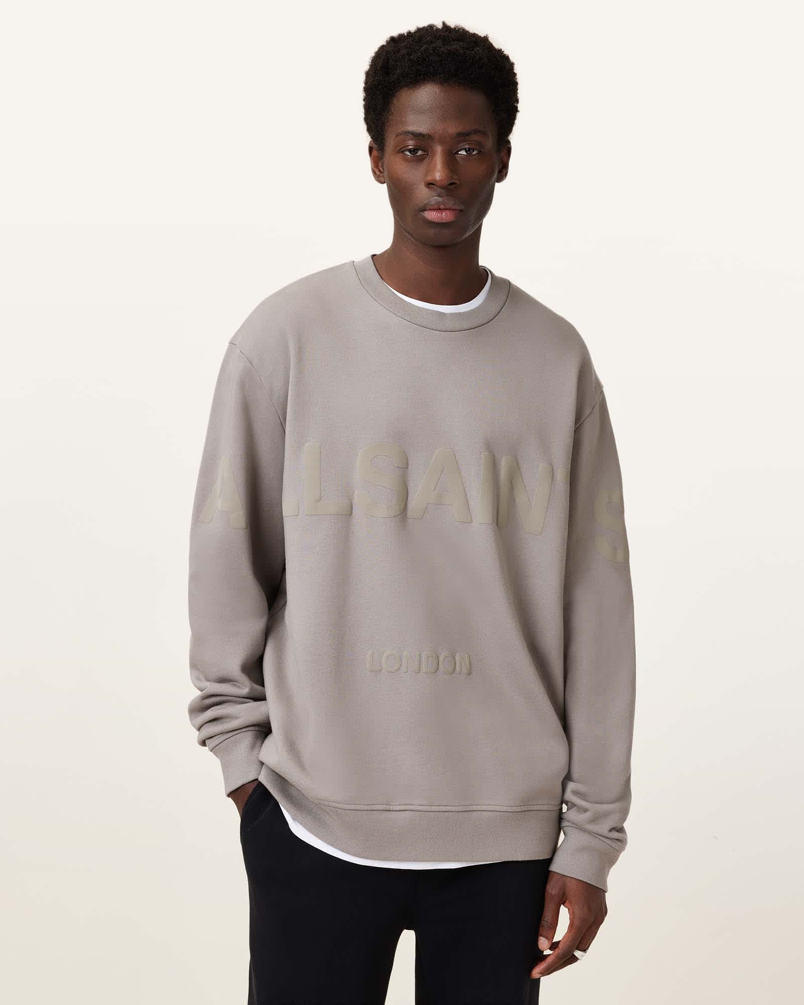 All Saints Biggy Logo Print Relaxed Fit Sweatshirt Chestnut Brown