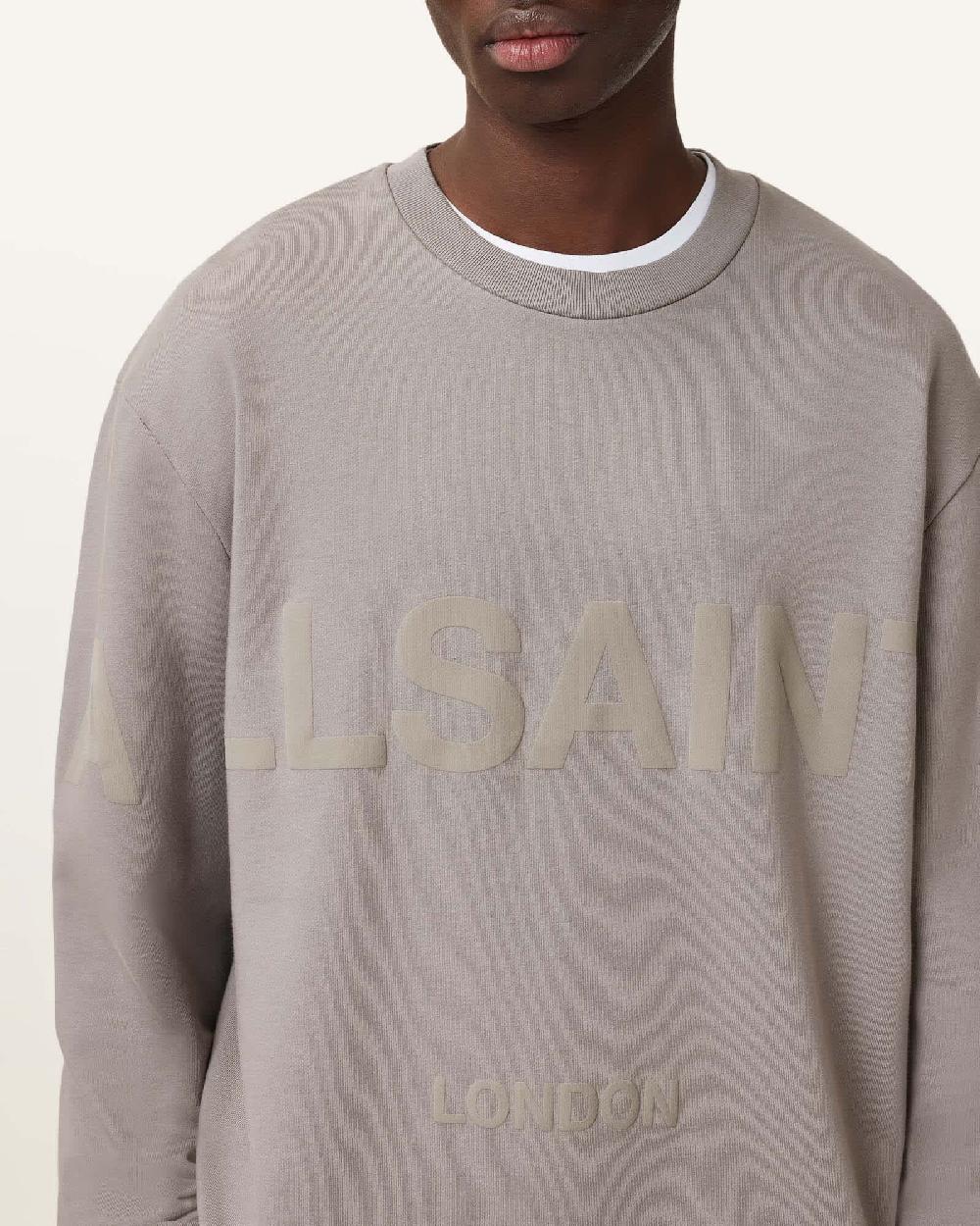 All Saints Biggy Logo Print Relaxed Fit Sweatshirt Chestnut Brown