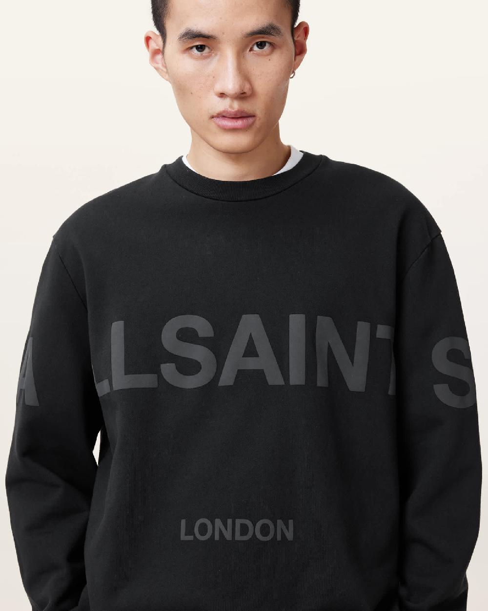 All Saints Biggy Logo Print Relaxed Fit Sweatshirt Jet Black
