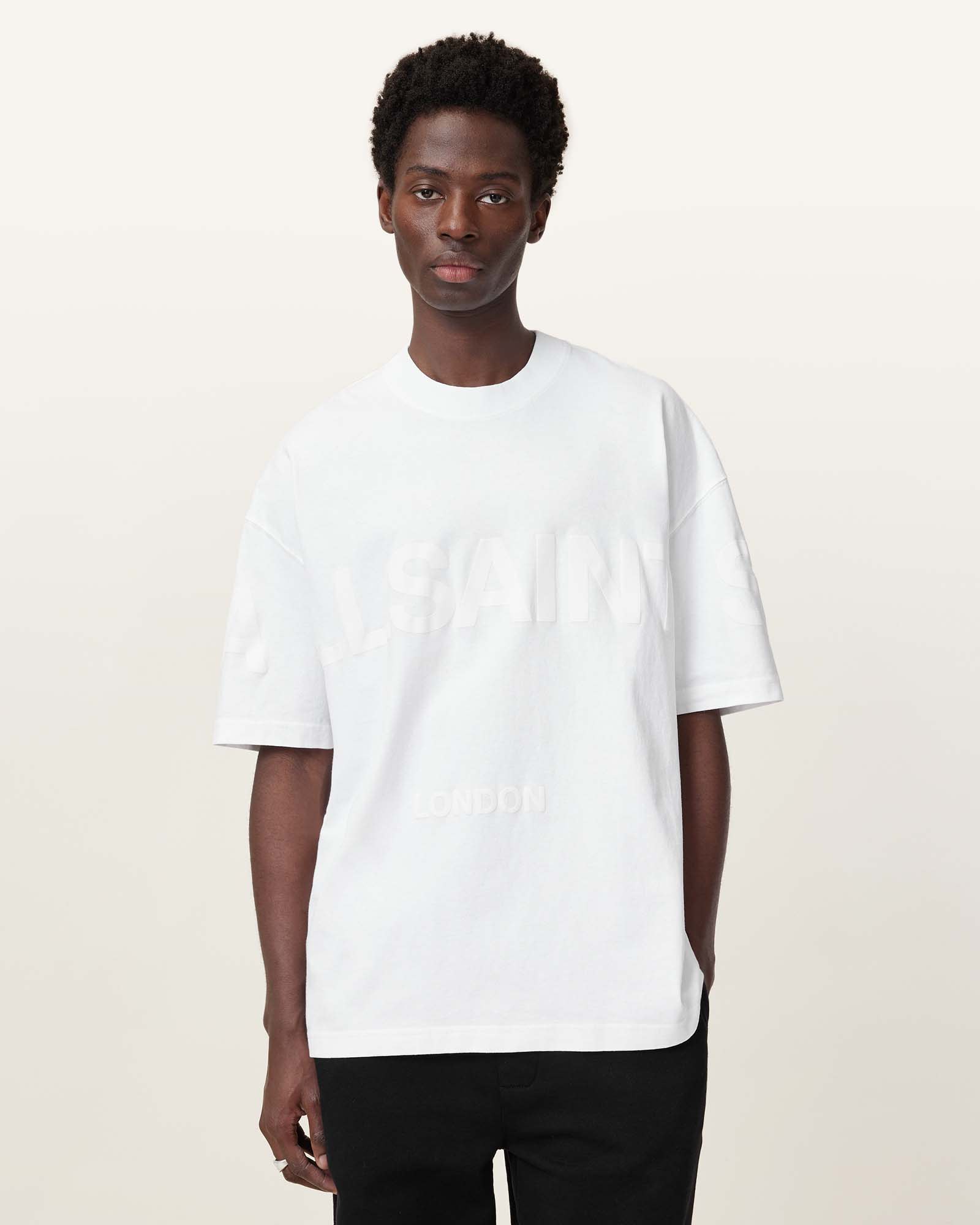All Saints Biggy Oversized Logo Print T-Shirt Optic White