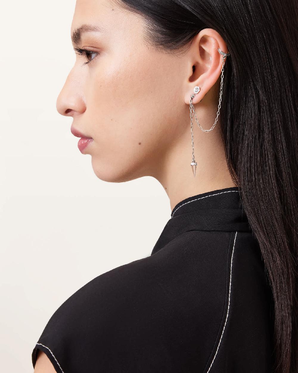 All Saints Bijou Cuff And Stud Earrings WARM SILVER/CLEAR