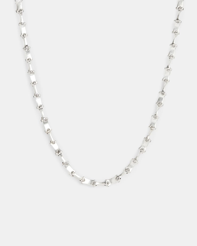 all saints Biker Chain Carabiner Necklace Warm Silver