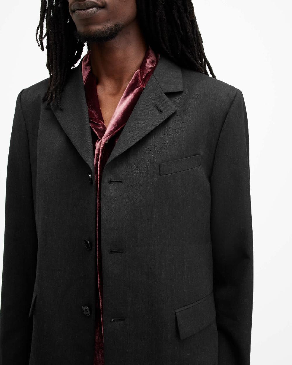 All Saints Blackwater Slim Fit Blazer Charcoal Grey
