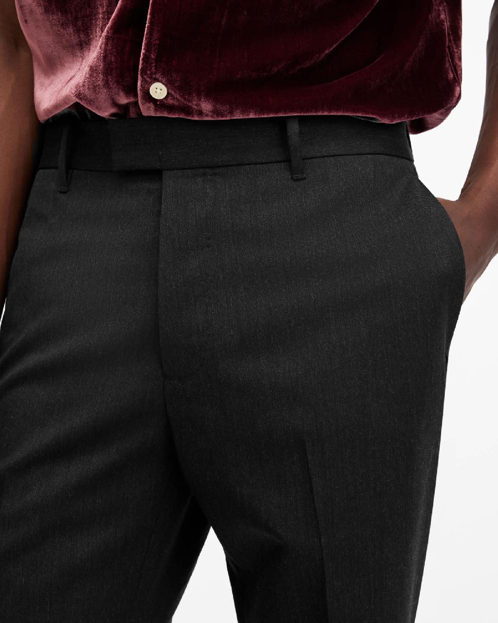 All Saints Blackwater Straight Leg Tailored Pants Charcoal Grey