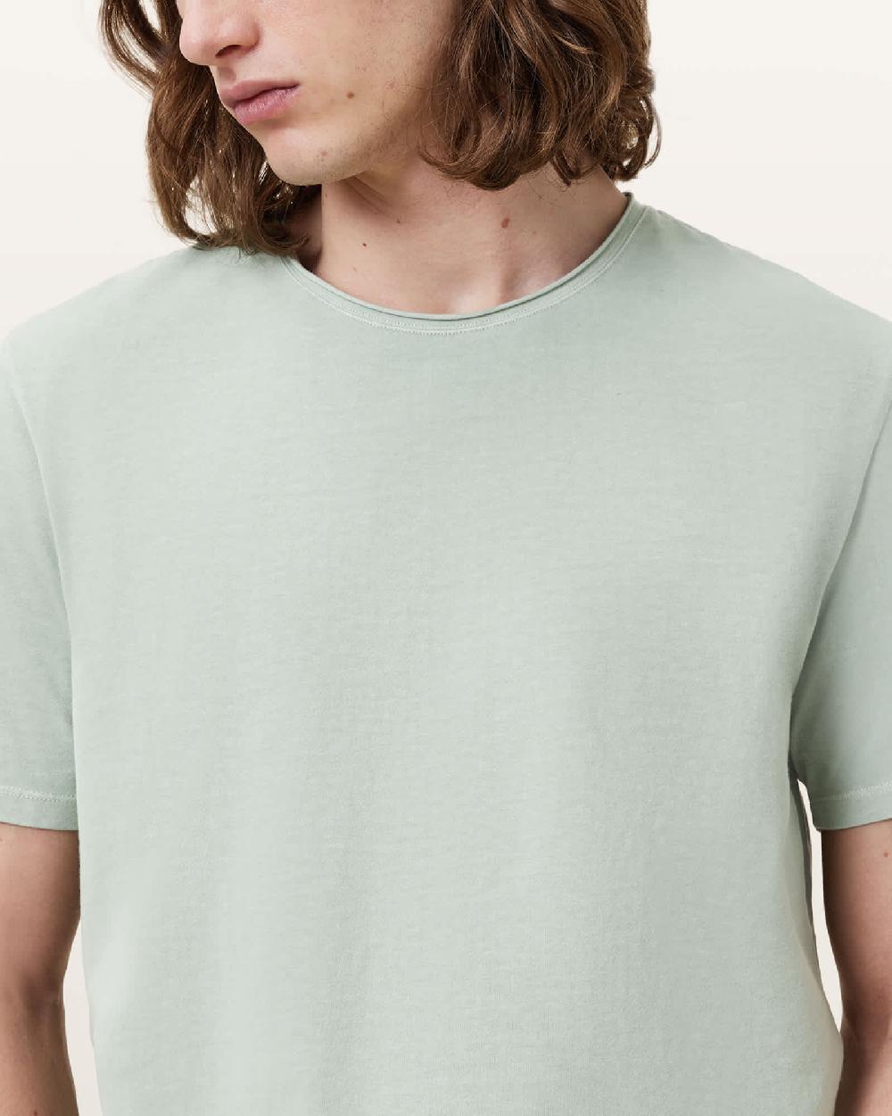 All Saints Bodega Crew Neck Raw Edge T-Shirt Mineral Green