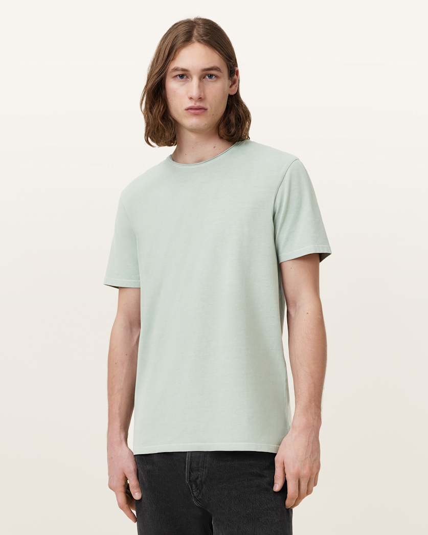 all saints Bodega Crew Neck Raw Edge T-Shirt Mineral Green