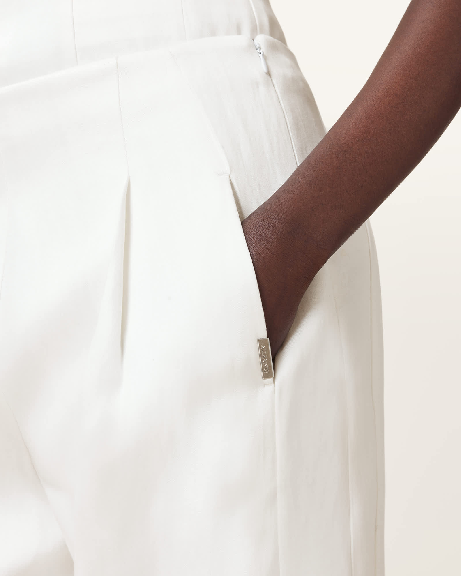 All Saints Bonnie Tailored Wide-Leg Linen Blend Pants White