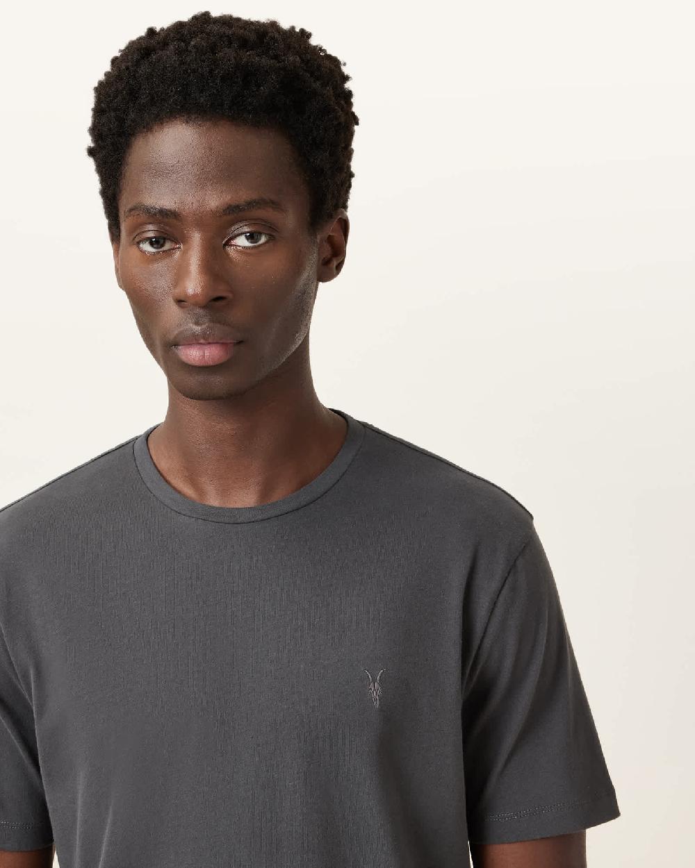 All Saints Brace Brushed Cotton Crew Neck T-Shirt Carter Grey