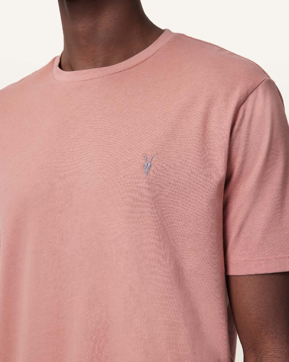 All Saints Brace Brushed Cotton Crew Neck T-Shirt CLEO PINK