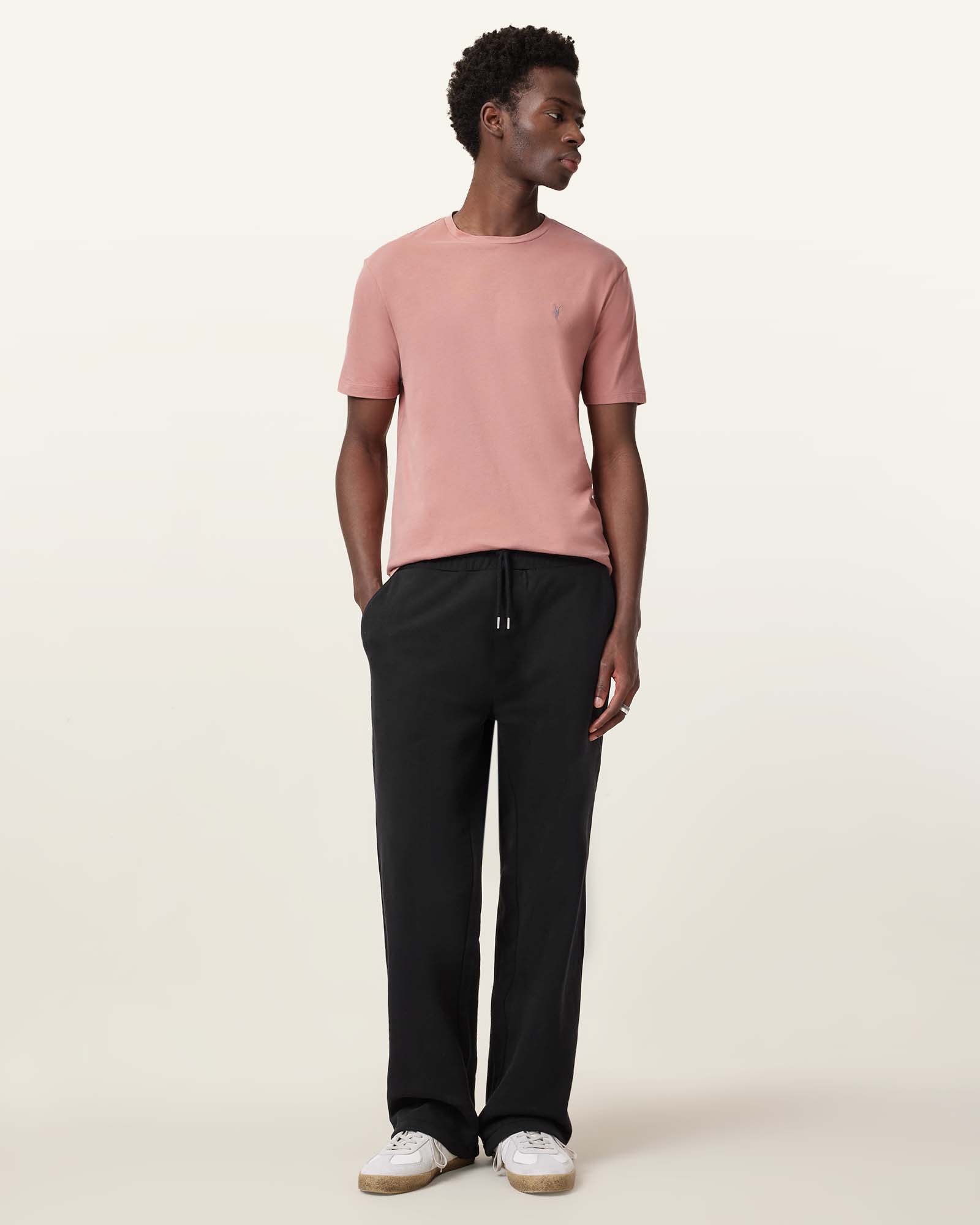 All Saints Brace Brushed Cotton Crew Neck T-Shirt CLEO PINK