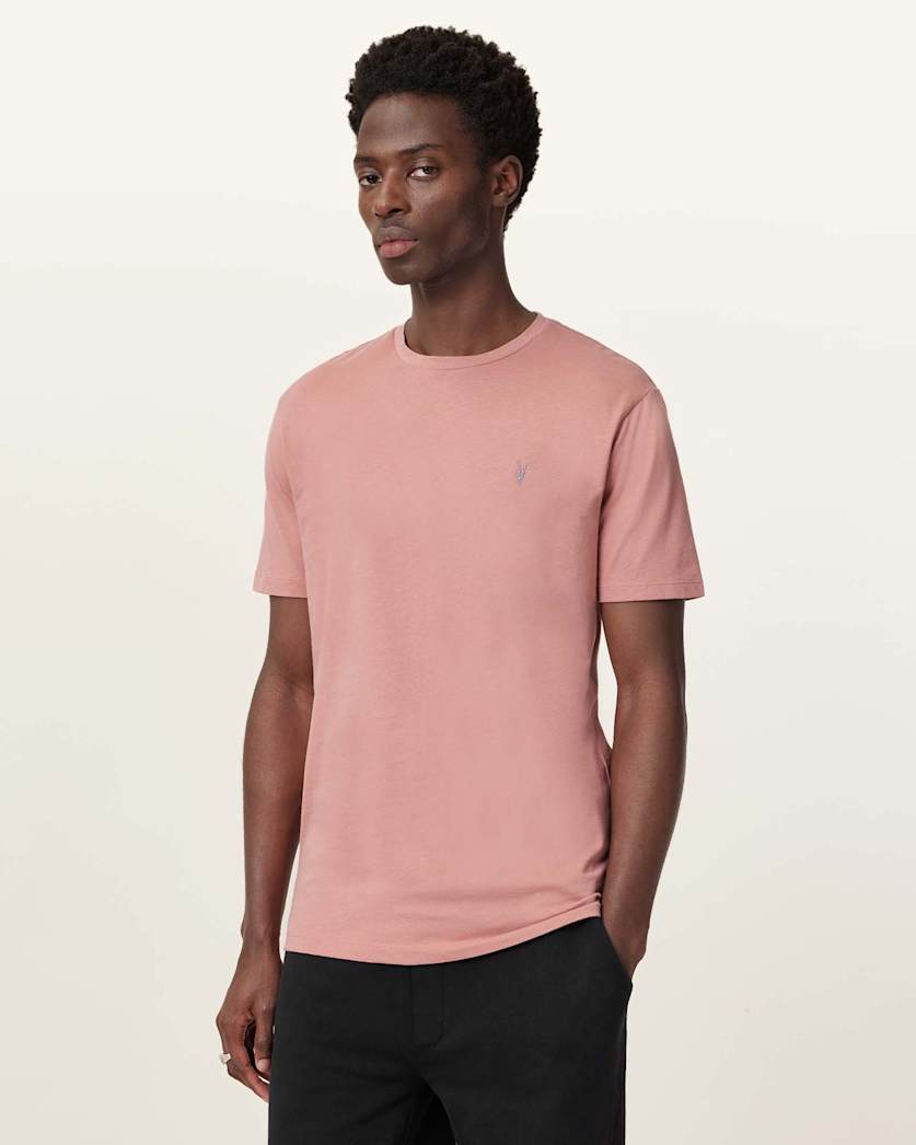 all saints Brace Brushed Cotton Crew Neck T-Shirt CLEO PINK
