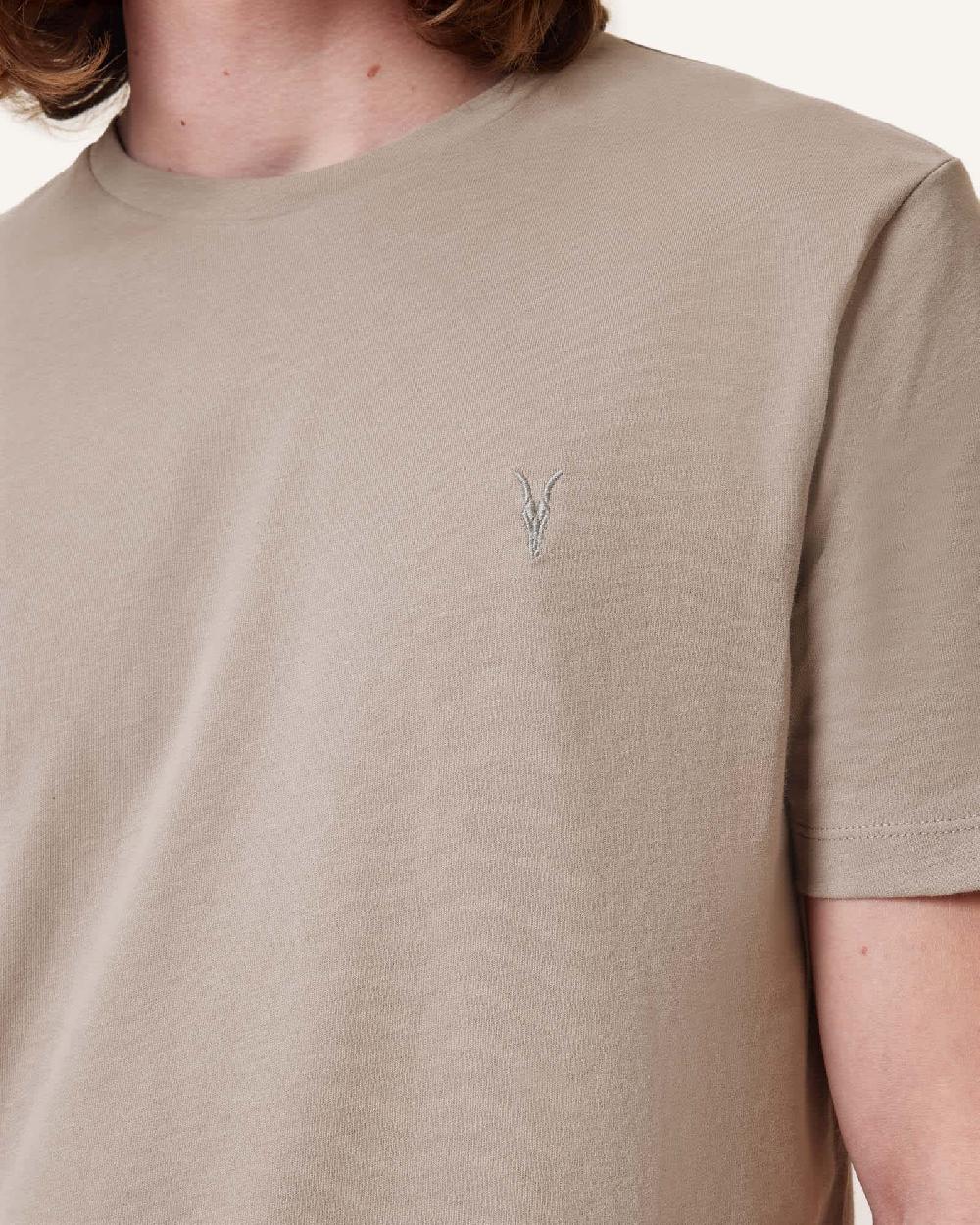 All Saints Brace Brushed Cotton Crew Neck T-Shirt Flint Grey