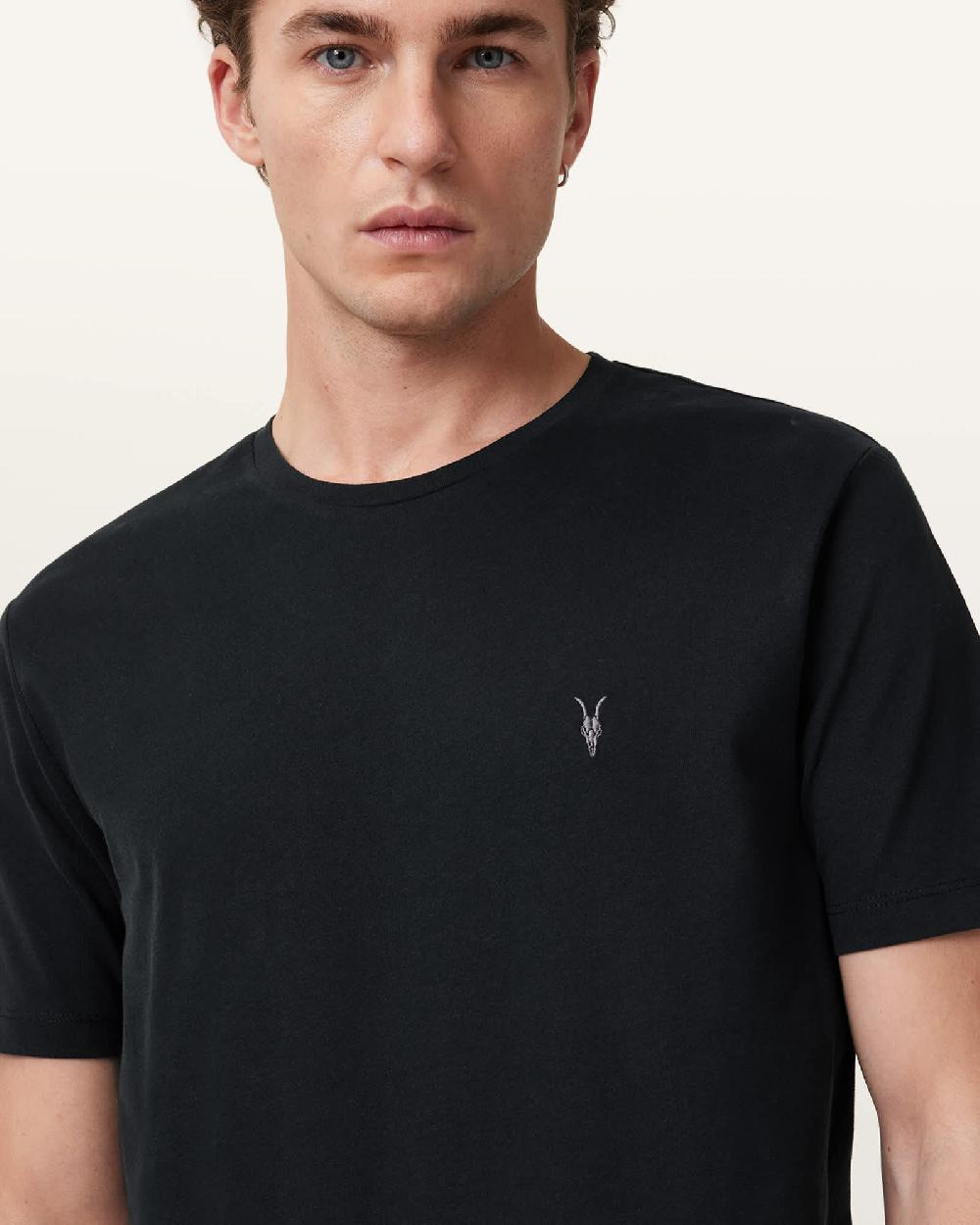 All Saints Brace Brushed Cotton Crew Neck T-Shirt Jet Black