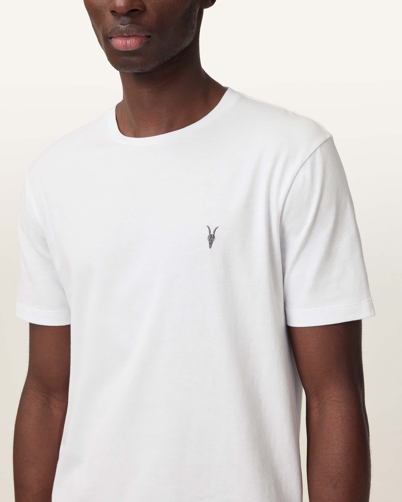 All Saints Brace Brushed Cotton Crew Neck T-Shirt Optic White