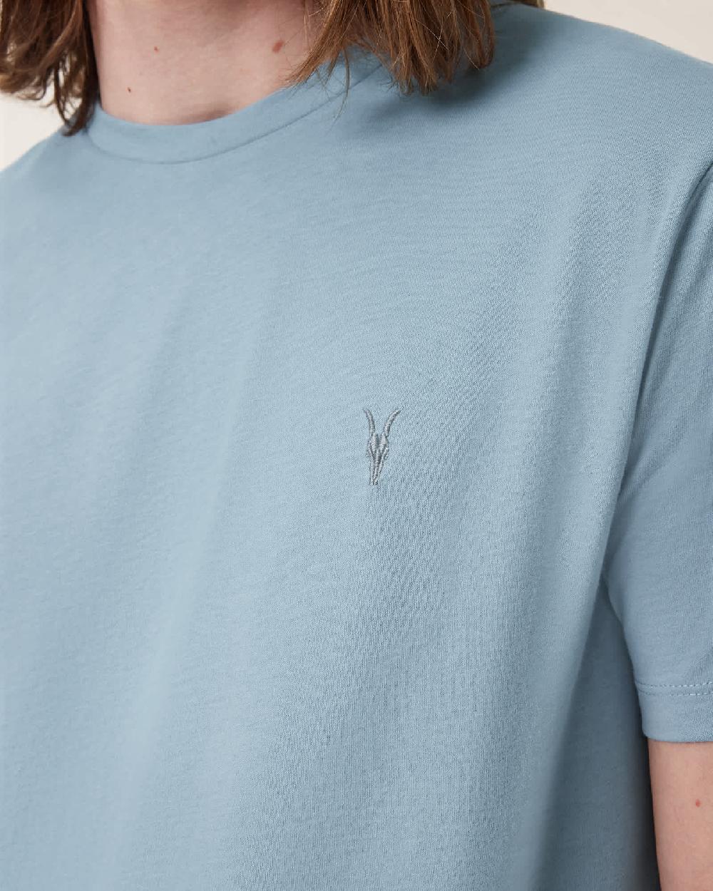 All Saints Brace Brushed Cotton Crew Neck T-Shirt Static Blue